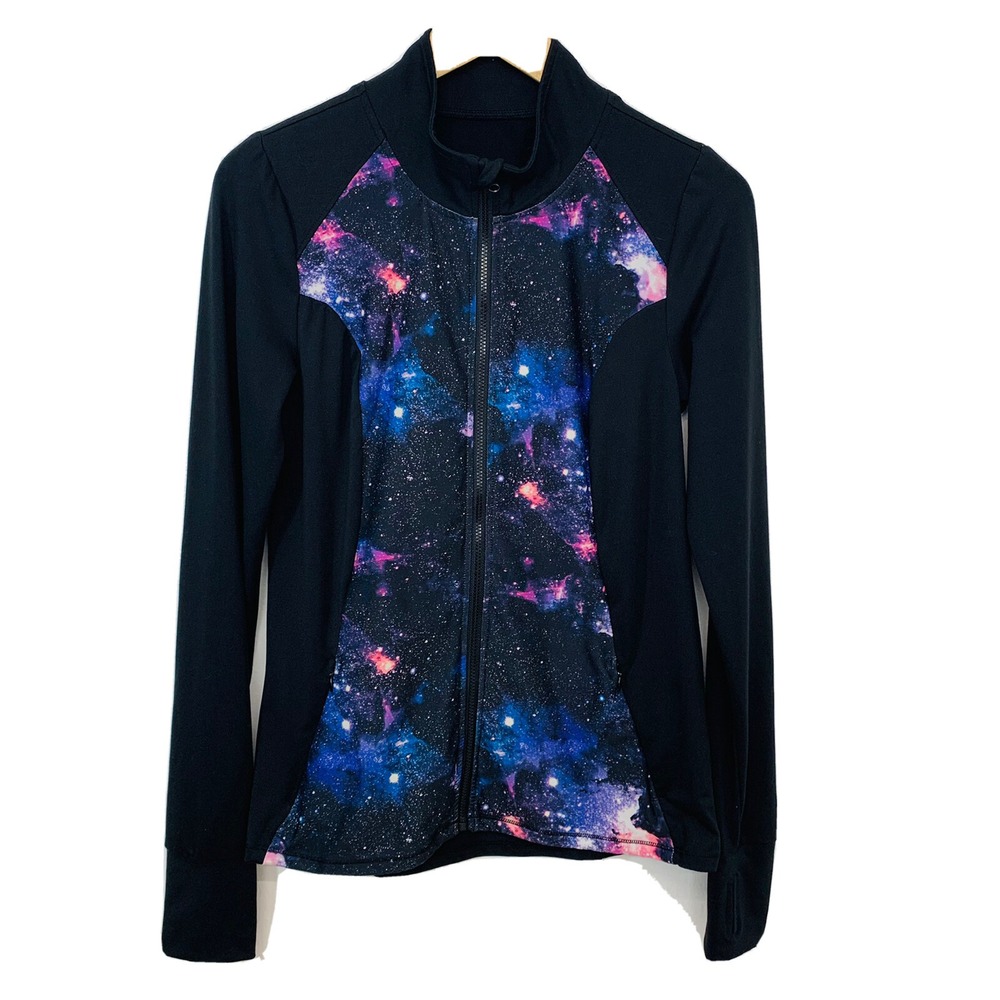 Her Universe Celestial Space Print Sweatshirt Woman M Full Zip Black Pockets